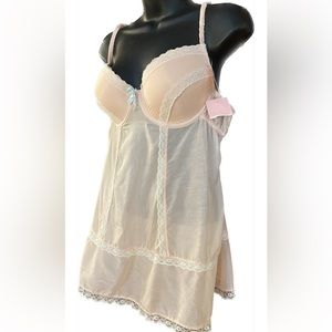 NWT Blush PNK/WHT Mini Night Gown, XL. *P1010
